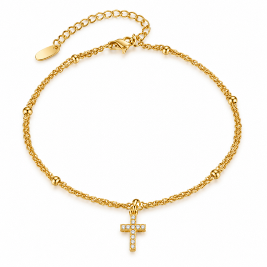 Elegant Gold Cross Charm Bracelet