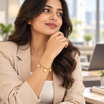 Gold Disc Charm Link Bracelet – Elegant Everyday Luxury