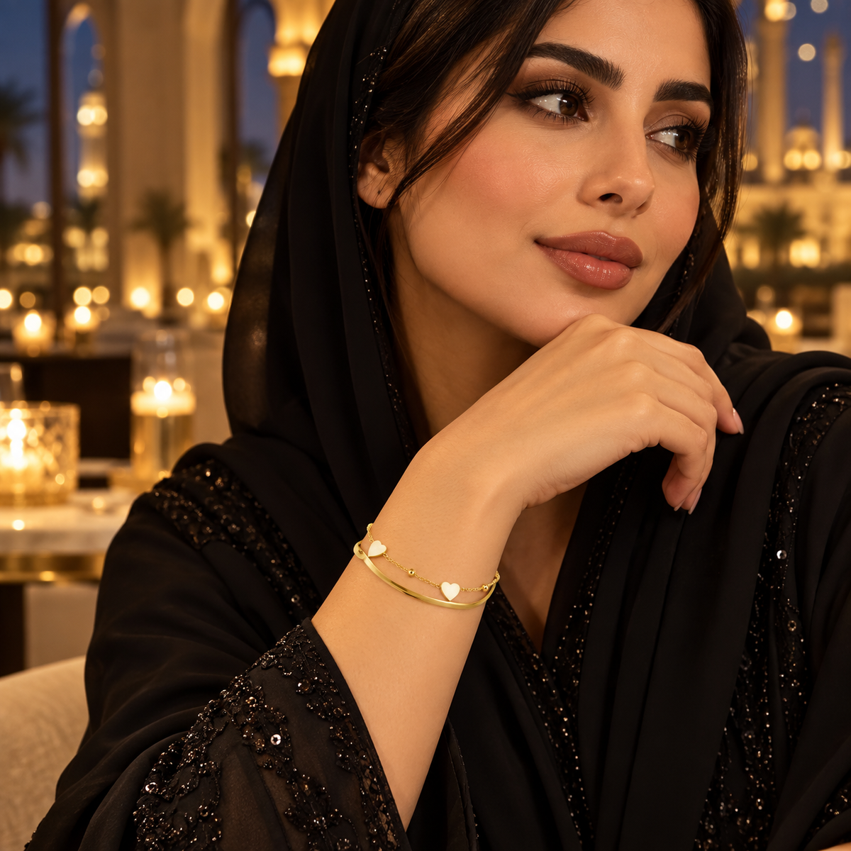 Golden Heart Layered Bracelet