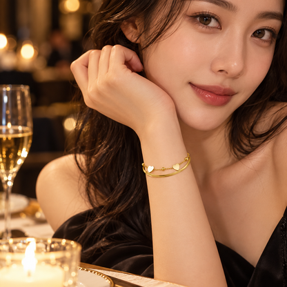 Golden Heart Layered Bracelet