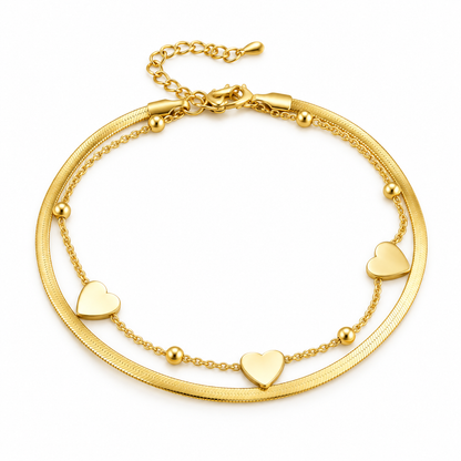 Golden Heart Layered Bracelet