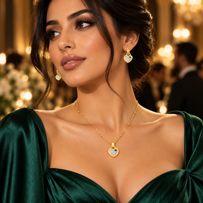 Heart Pendant Necklace &amp; Earrings Set
