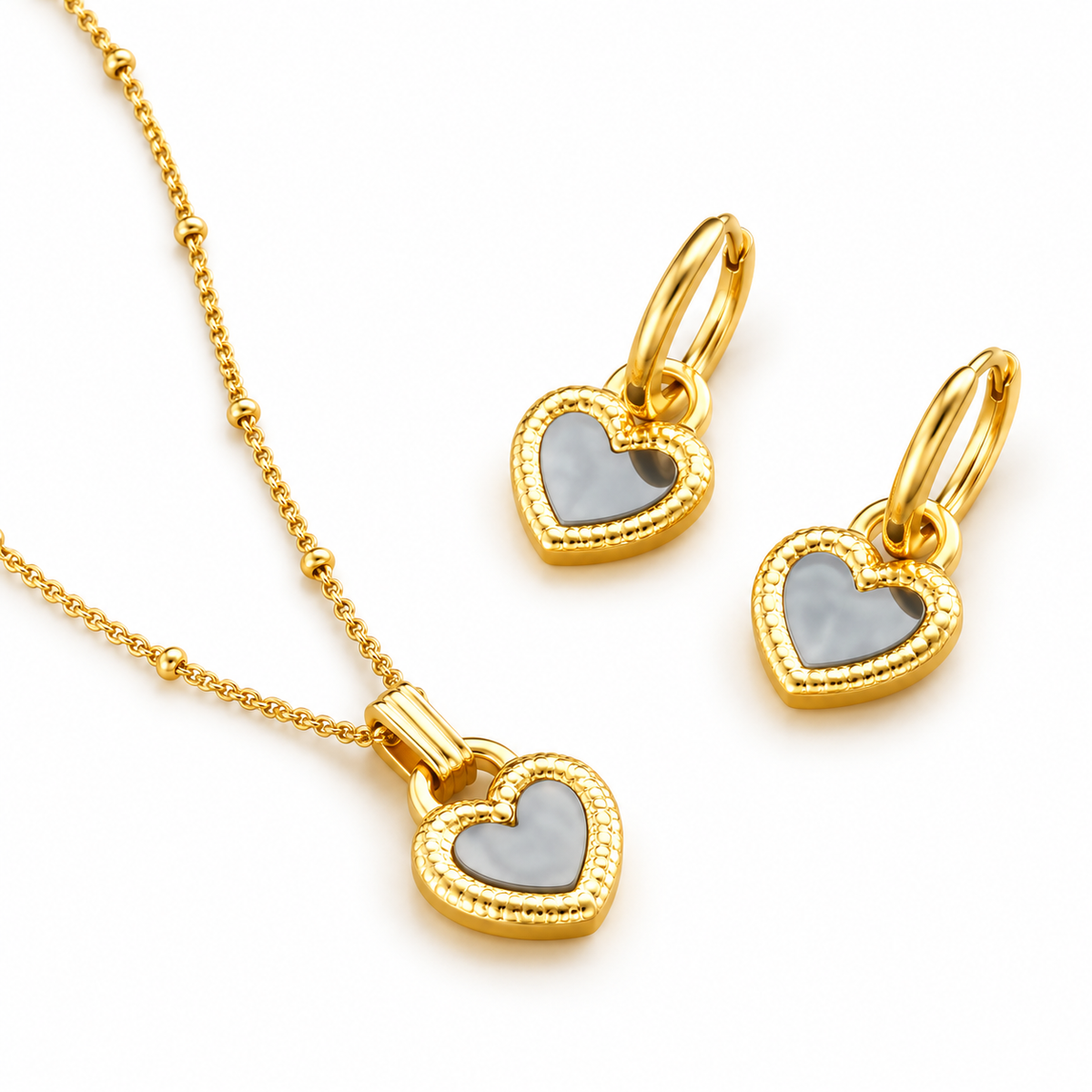 Heart Pendant Necklace & Earrings Set