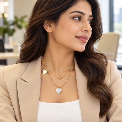 Gold Layered Heart Necklace with Pearl-Effect Pendant