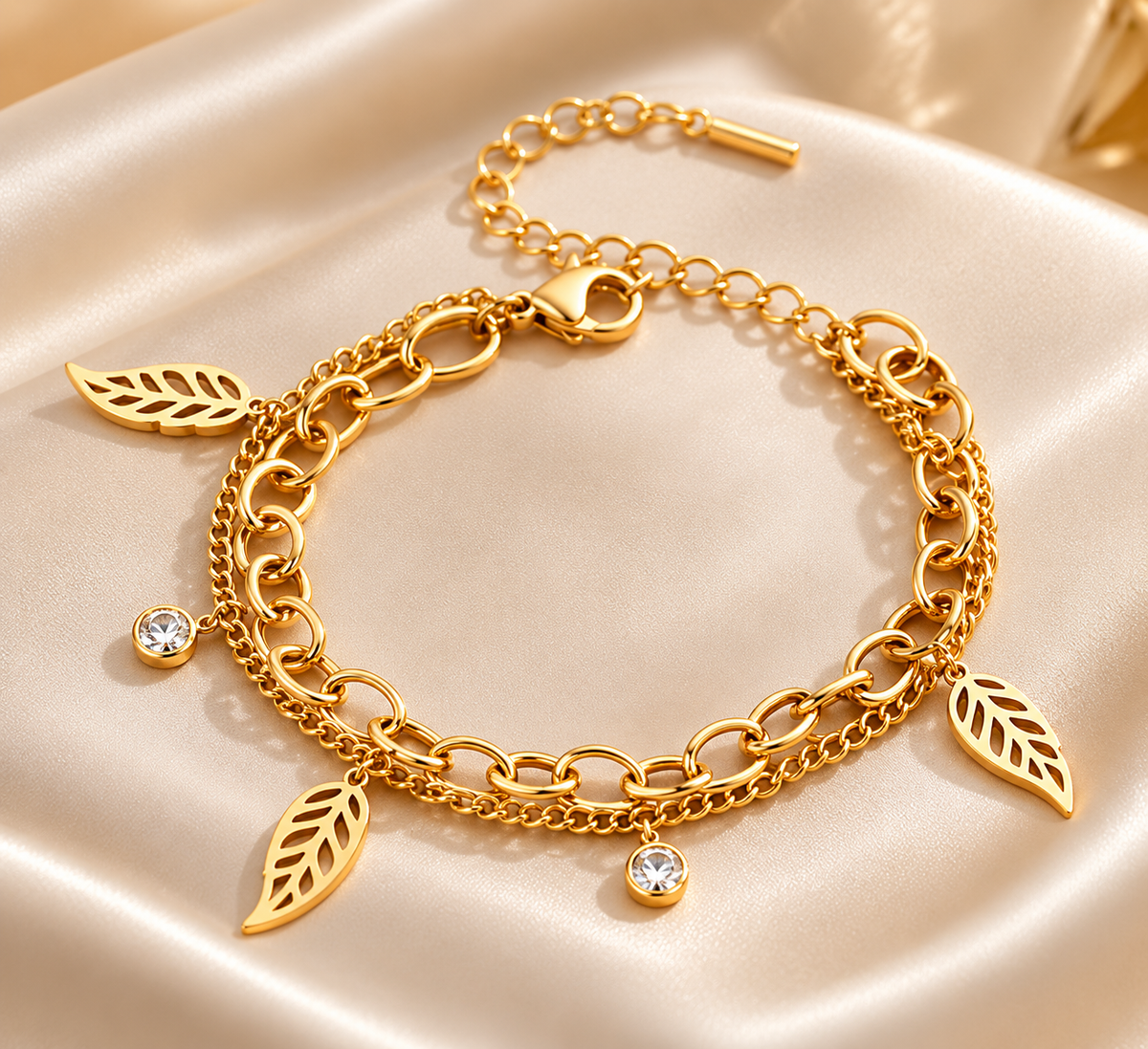 Gold Leaf Charm Bracelet