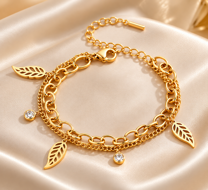 Gold Leaf Charm Bracelet