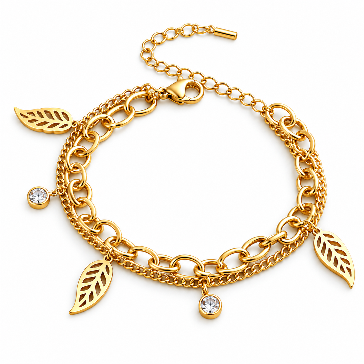 Gold Leaf Charm Bracelet