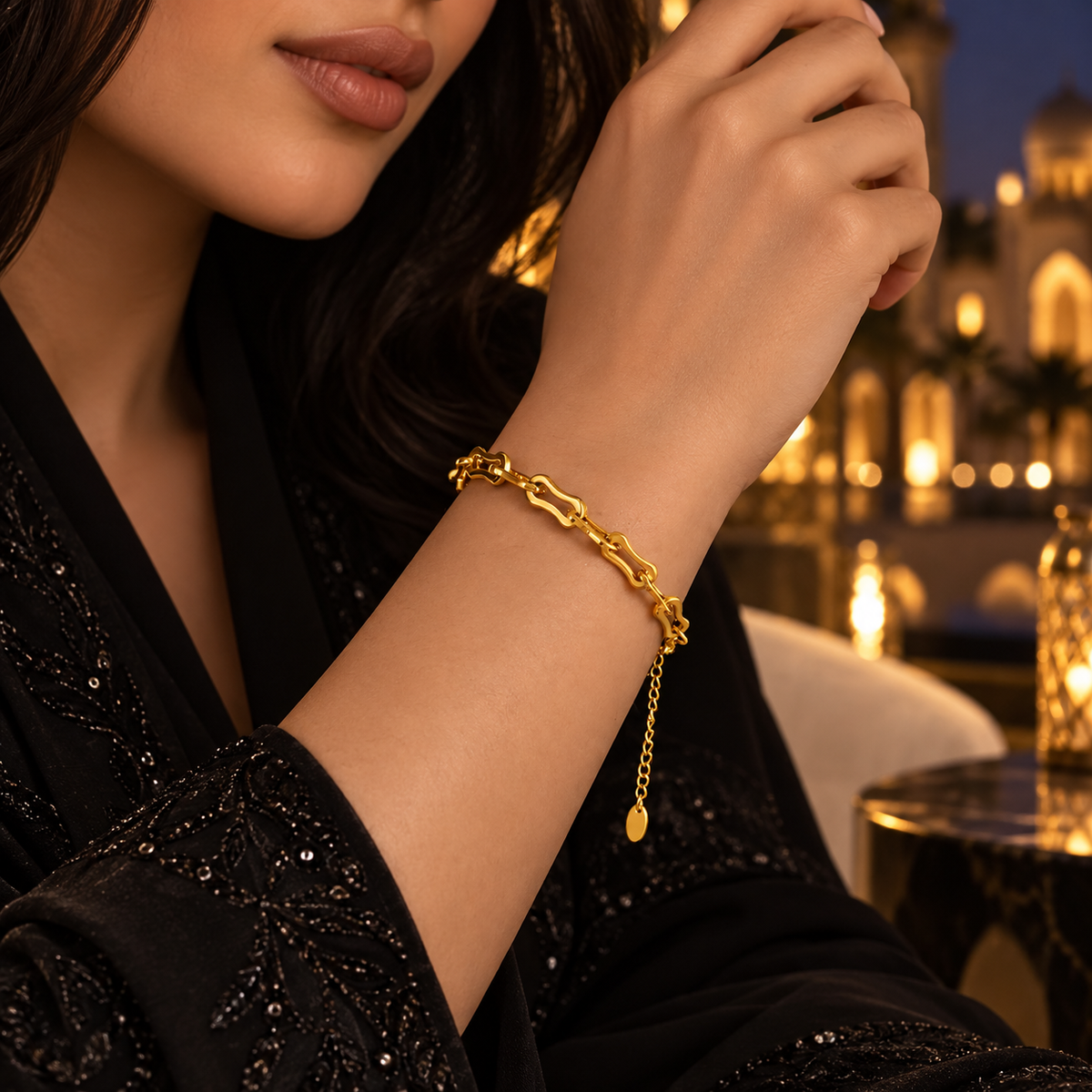 Sculpted Wave Link 18K Gold-Plated Bracelet