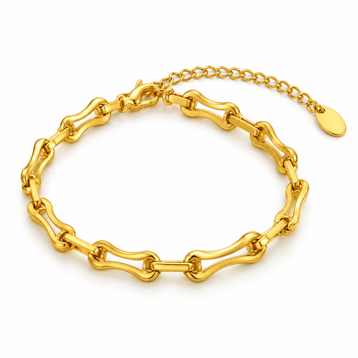 Sculpted Wave Link 18K Gold-Plated Bracelet