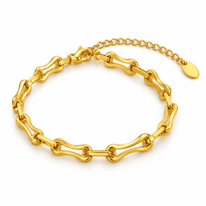 Sculpted Wave Link 18K Gold-Plated Bracelet