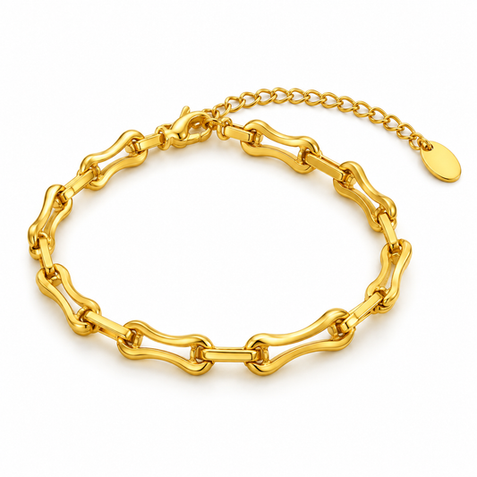 Sculpted Wave Link 18K Gold-Plated Bracelet