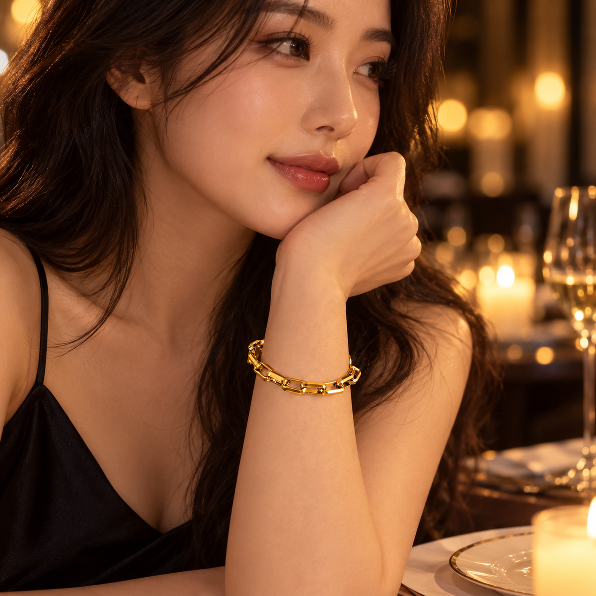 Luxe Rectangular Link 18K Gold-Plated Bracelet