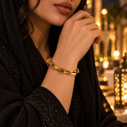 Luxe Rectangular Link 18K Gold-Plated Bracelet