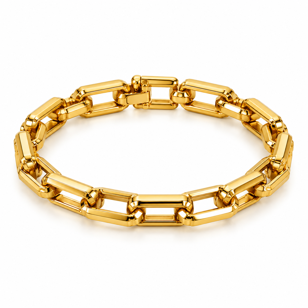 Luxe Rectangular Link 18K Gold-Plated Bracelet
