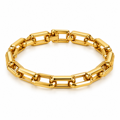 Luxe Rectangular Link 18K Gold-Plated Bracelet