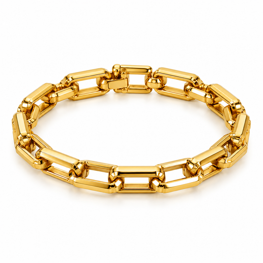 Luxe Rectangular Link 18K Gold-Plated Bracelet