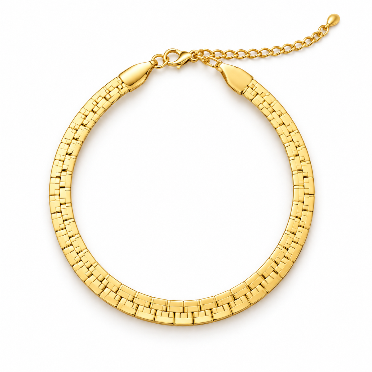 Geometric Rectangular Link Gold-Plated Bracelet