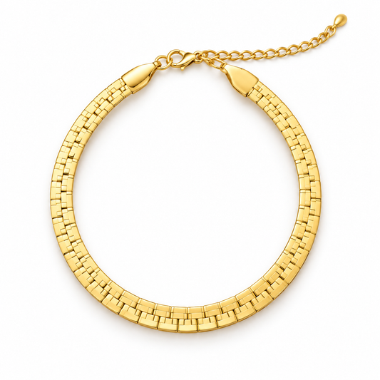 Geometric Rectangular Link Gold-Plated Bracelet