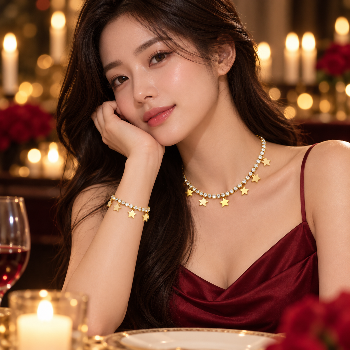 Star Charm Necklace & Bracelet Set