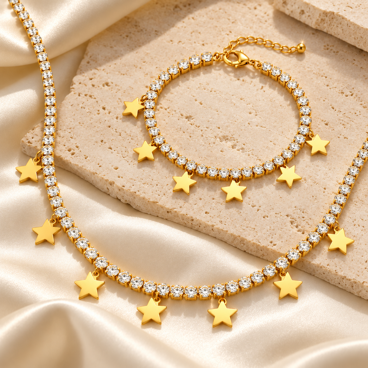 Star Charm Necklace &amp; Bracelet Set