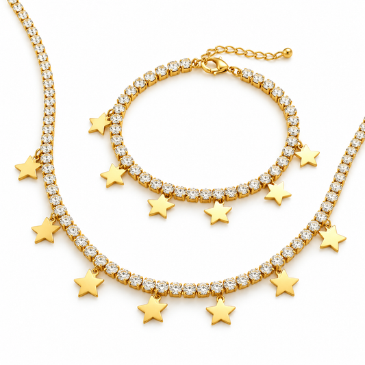 Star Charm Necklace & Bracelet Set