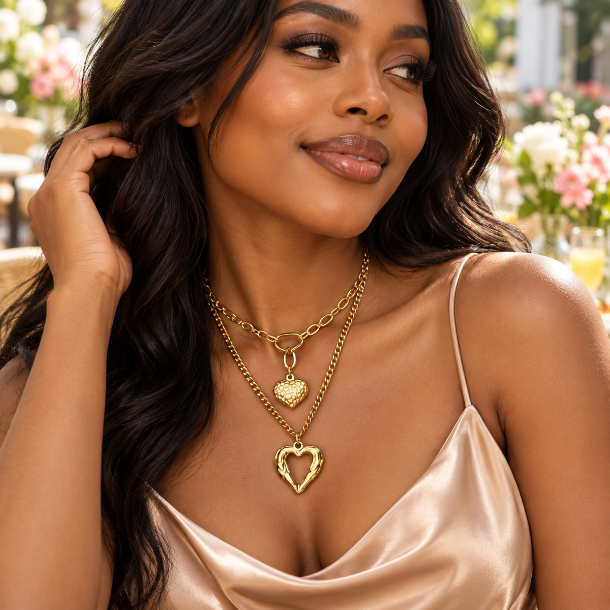 Amara Layered Gold Heart Necklace