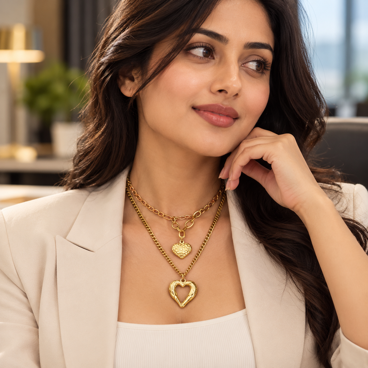 Amara Layered Gold Heart Necklace