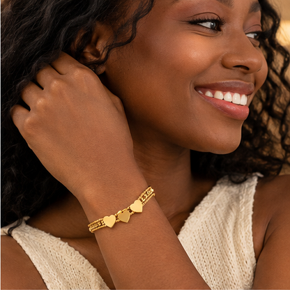 Triple Heart Layered Gold Bracelet