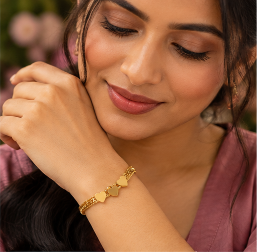 Triple Heart Layered Gold Bracelet