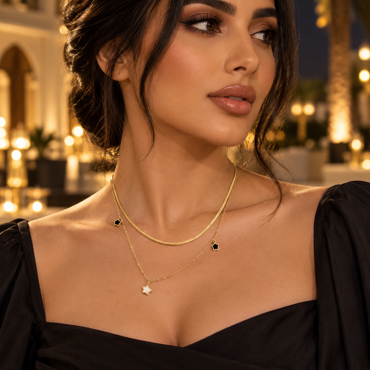 Celeste Layered Star Charm Necklace