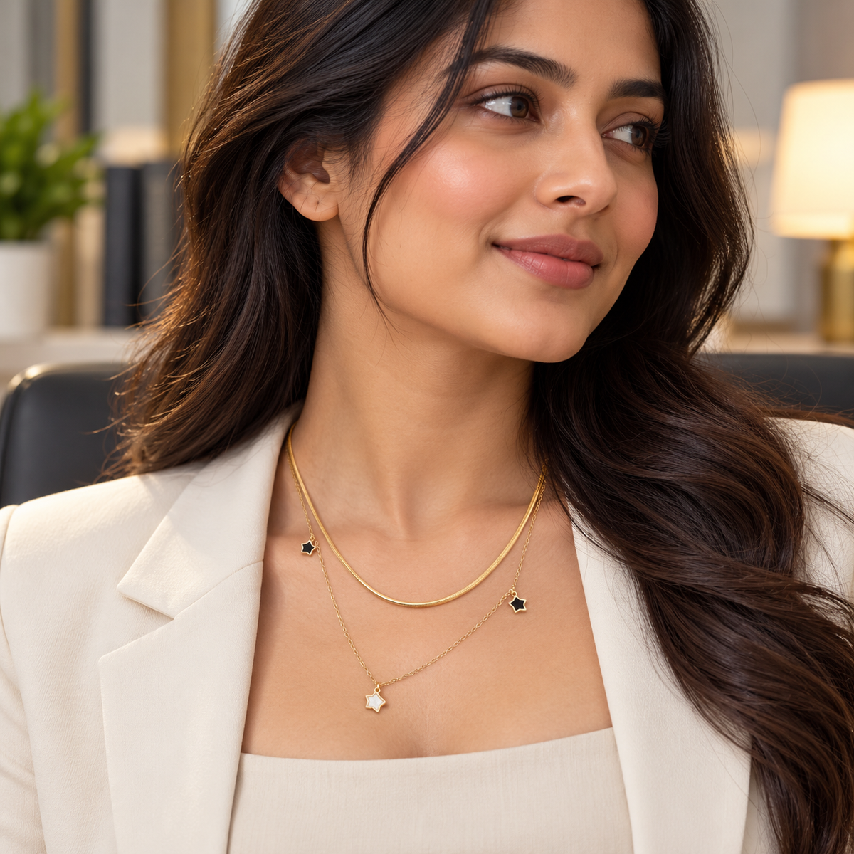 Celeste Layered Star Charm Necklace