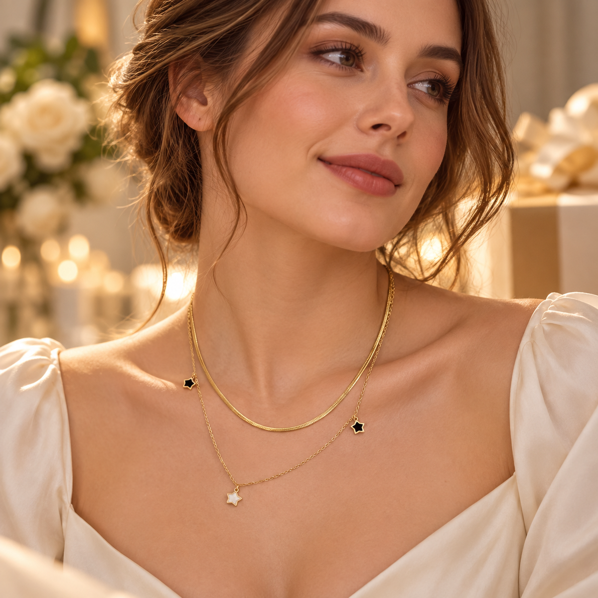 Celeste Layered Star Charm Necklace