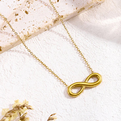 "Infinity Themed Contemporary Pendant" Necklace- 18K Premium Gold Plated