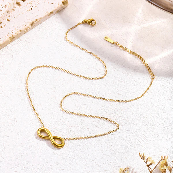 "Infinity Themed Contemporary Pendant" Necklace- 18K Premium Gold Plated