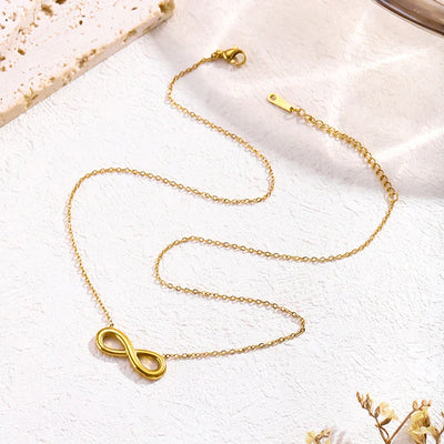 "Infinity Themed Contemporary Pendant" Necklace- 18K Premium Gold Plated