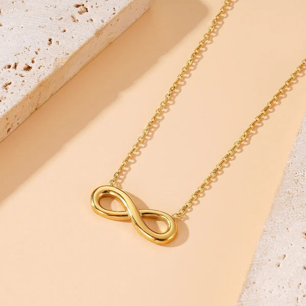 "Infinity Themed Contemporary Pendant" Necklace- 18K Premium Gold Plated