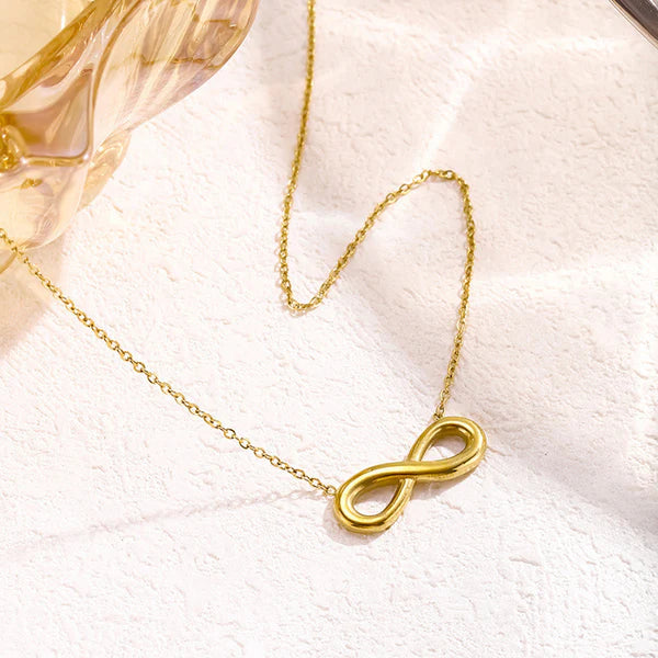 "Infinity Themed Contemporary Pendant" Necklace- 18K Premium Gold Plated