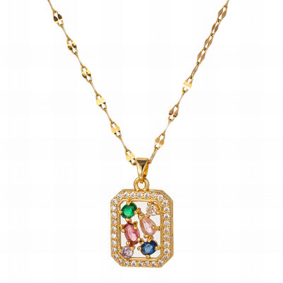 “Colorful Spark” Necklace – 18K Gold Glow