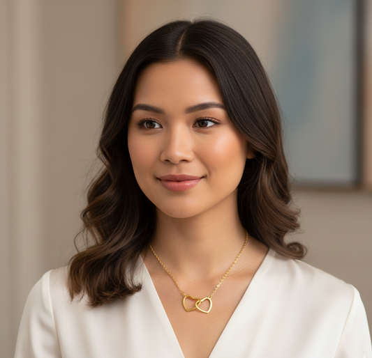 "Hearts" Necklace – 18K Gold Glow