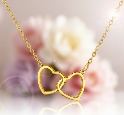 “Hearts” Necklace – 18K Gold Glow