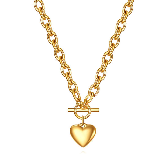 "Circle & Heart" Necklace – 18K Gold Glow