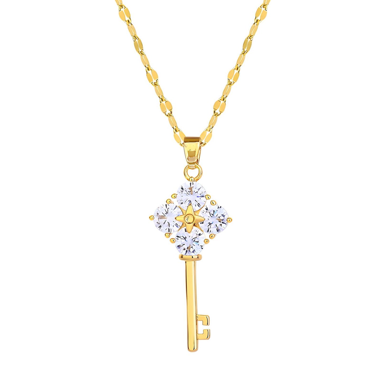 “Key” Necklace – 18K Gold Elegance