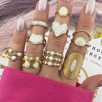 “Golden Heart” Ring featuring White Heart