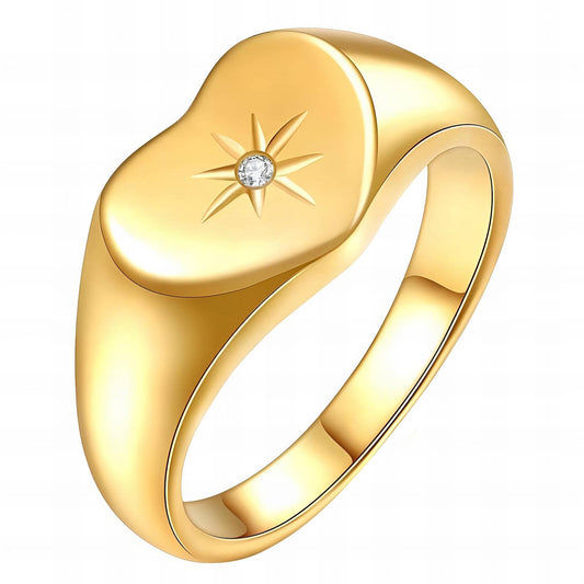 Crystal-Accent Heart Ring by Catwalk Hub