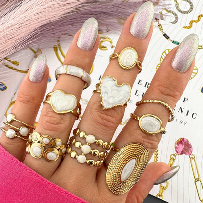 “Golden Heart” Ring featuring White Heart