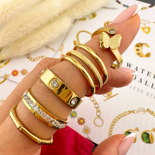 Gold-tone geometric ring detail