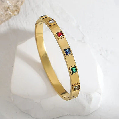 "Multicolour Square American Diamond studded" Bracelet- 18K Premium Gold Plated